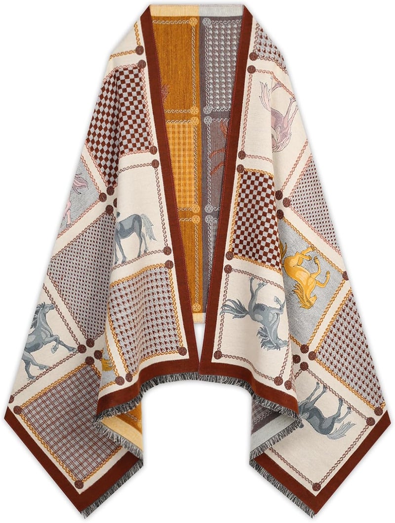 EXTREE Scarfs for Women Pashmina Silky Shawl Wrap for Evening Dressing Blanket Open Front Poncho Cape - Image 1